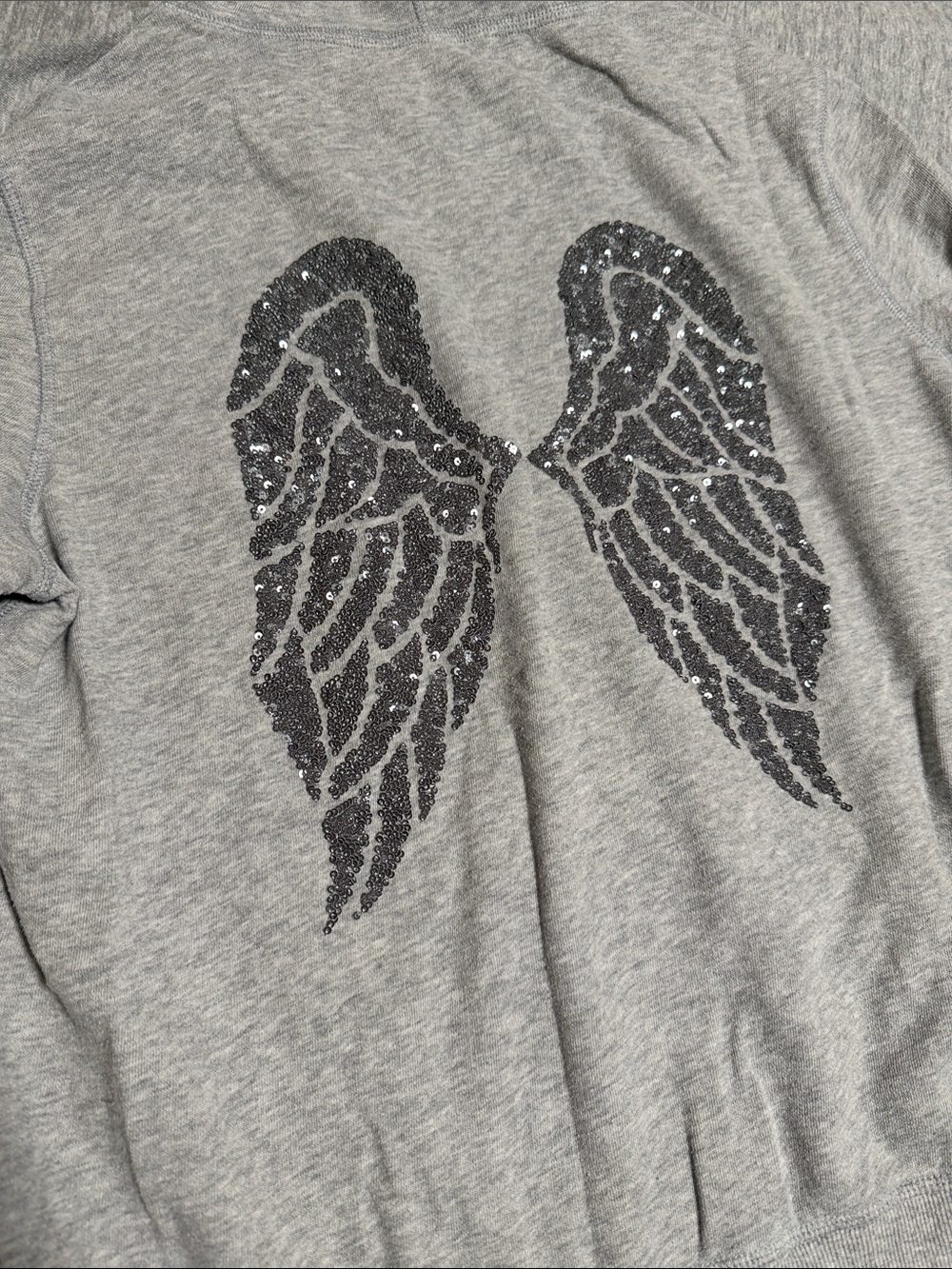 Victoria Secret Angel Wings Silver Sequins zip-up hoodie, size L